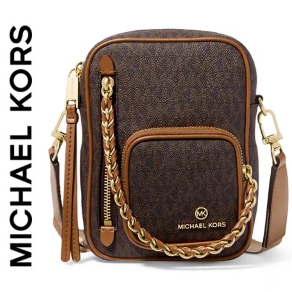 Michael Kors Crossbody Bag ~ Camera Bag ~ Elliot Brown Small Logo Cross Bag NWT - Picture 13 of 13